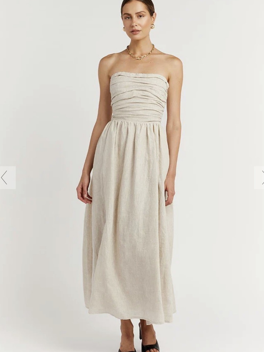 DISSH Strapless Natural Linen Maxi Dress